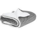 Micro Mink Sherpa Blanket 50"X60" (Embroidered)--Gray ***FREE RUSH***